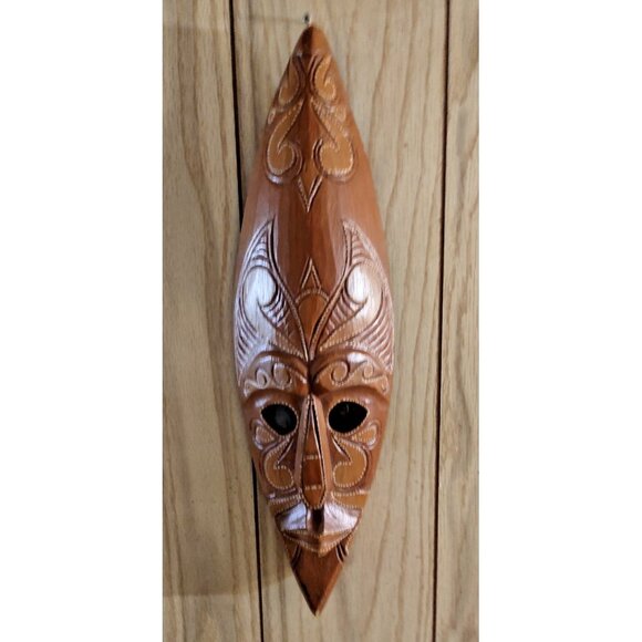 Hand Carved Wooden Decorative African Tribal Mask Love Turtle 18.5" x 5.5" - Picture 1 of 10
